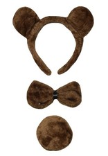 Bear Headband Bowtie Tail 3pc Costume Brown, Size 