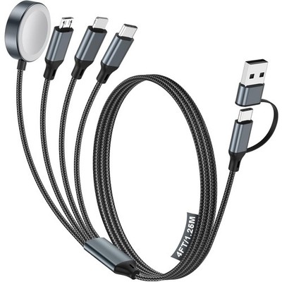 1.2M Multi Charging Cable for iPhone 17-11, Samsung S26, iWatch Ultra