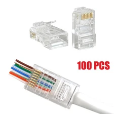 RJ45 Network Cable Modular Plug CAT5e CAT6 UTP Connector End Pass Through EZ Lot