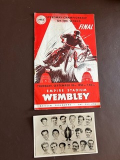 World Final Speedway Programme Wembley 18/9/1952 Plus Postcard