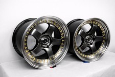 4x18 Inch 5x114.3 Deep Dish Gunmetal Alloy Wheels Fits Mitsubishi Evo 7 8 9