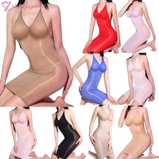 Women Dress Skinny Lingerie Silky Nightwear See Through Dresses Erotic Nightwear