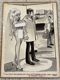 Bill Wenzel Original Art Single Gag Panel Cartoon Illustration signed 1970s
