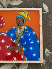 SENEGALESE HAND PAINTED REVERSE GLASS PORTRAIT PAINTING OF A MAN & A WOMAN — photo 3