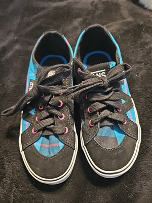 Girls Vans Tory Black, Blue, & Pink Box Plaid Shoes -  Sz 12 - Never Worn
