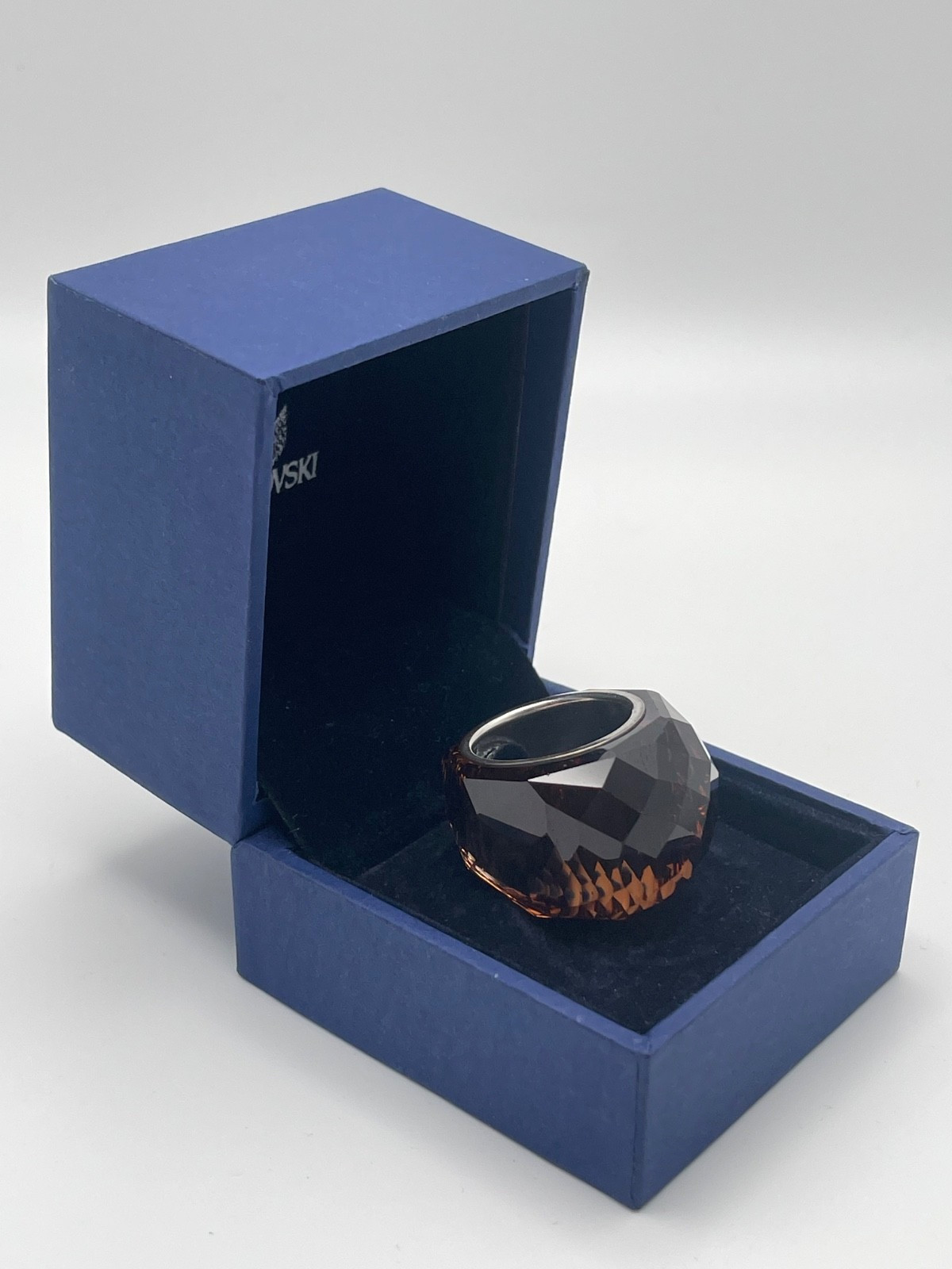 Swarovski Nirvana Brown Faceted Crystal Ring Sign… - image 8