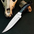 9.4" D2 Steel Hunting Knife Full Tang Resin Handle Fixed Blade Leather Sheath — photo 2