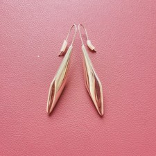 Silver tone statement drop dangle earrings hook pierced pre-owned 6cm long