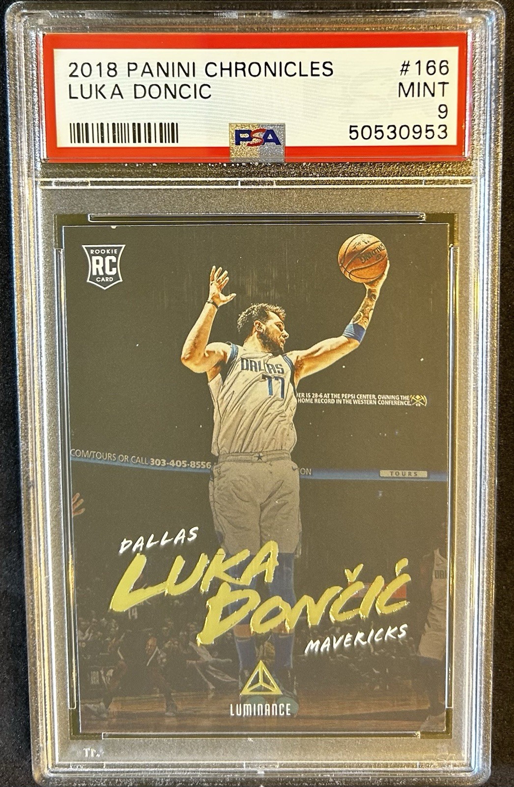 2018-19 Chronicles Luka Doncic RC Rookie Luminance #166 Mavericks PSA 9