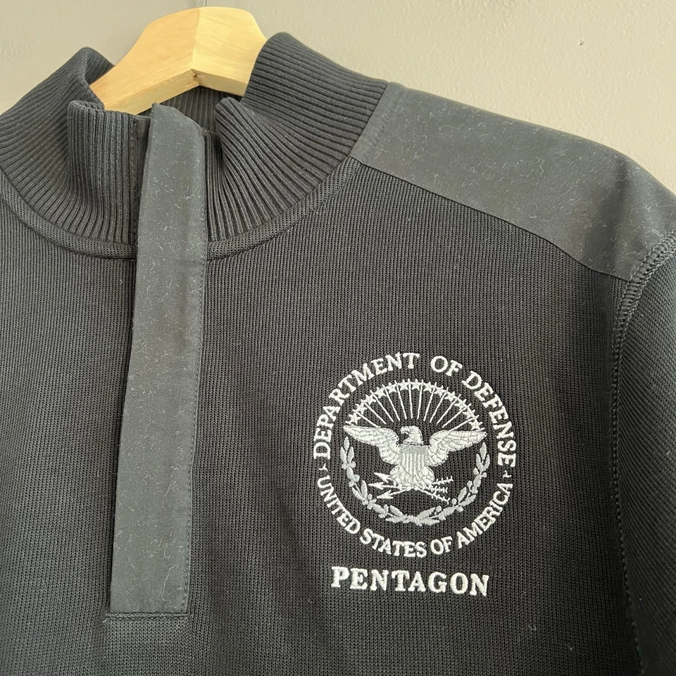 Department Of Defense Pentagon Men’s Sweatshirt 1/4 Zip Up Pullover Black Medium - Image 2 of 4