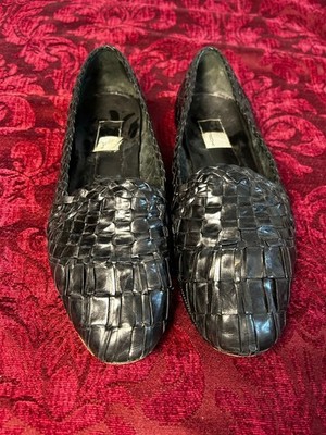 Men s Italian Moreschi Black Luxury Leather Woven Loafers Size 11 US