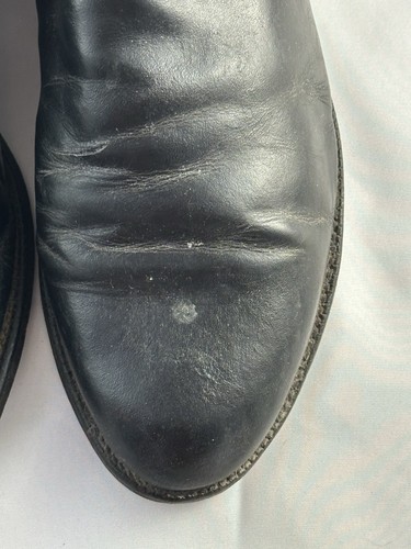 Vintage JUSTIN 3133 Black Calfskin Leather Roper Cowboy Boots 8D Made in USA - Picture 9 of 16