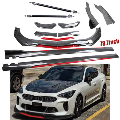 For KIA Stinger Forte Front Bumper Lip Spoiler Body Kit Carbon Fiber Side Skirt