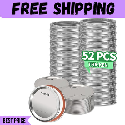 Canning Lids and Rings 52 Count Regular Mouth Mason Jar Band For Ball Kerr Jars