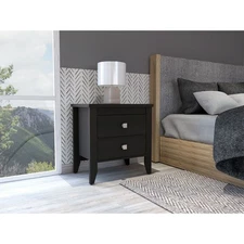 Breeze Four-Legged Modern Bedroom Nightstand,with Two Drawers