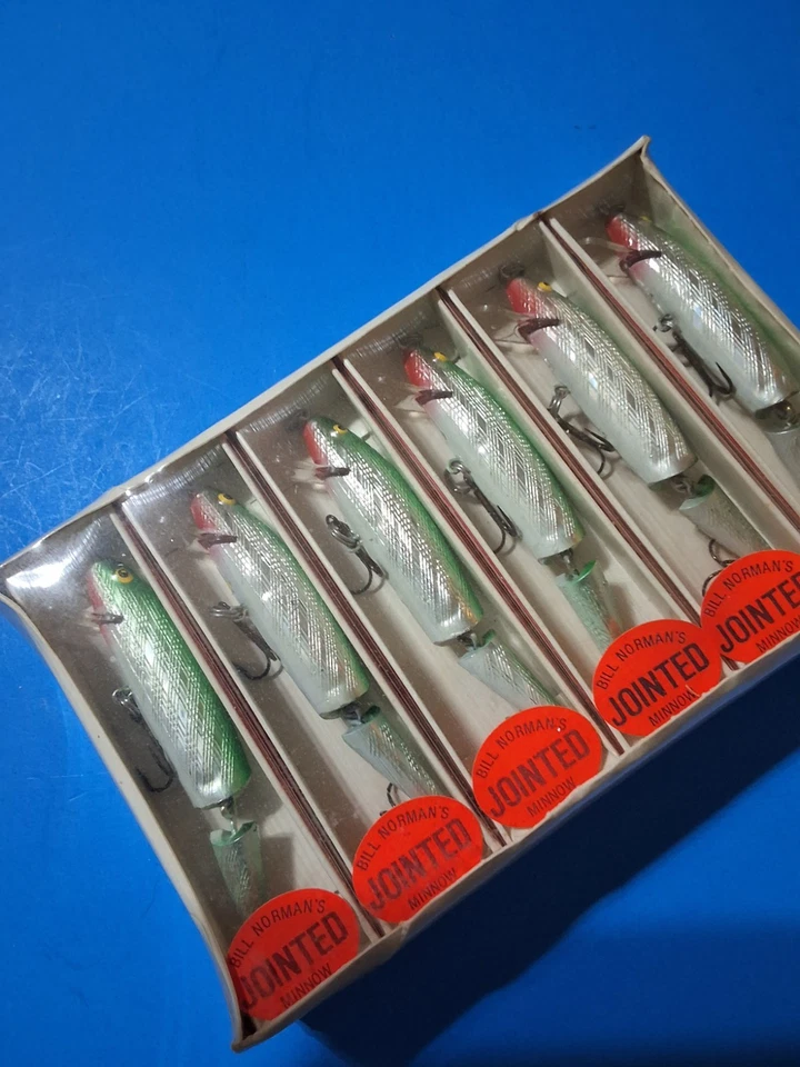 NUEVO DE STOCK ESTUCHE ARTICULADO MINNOW DISTRIBUIDOR BILL NORMAN 12 SEÑUELOS SELLADOS 1004 J VERDE PLATA Foto 2 de 4