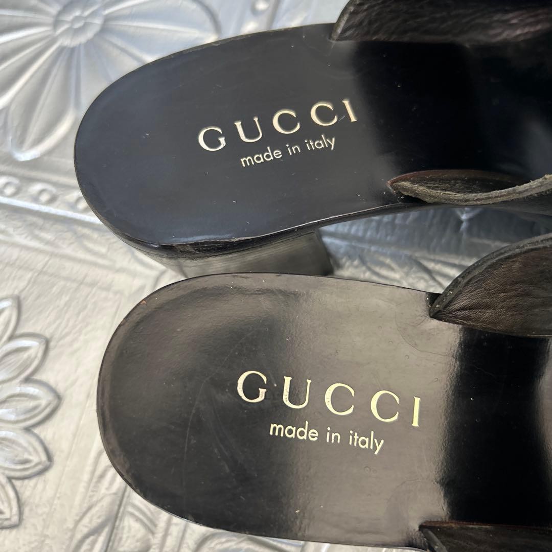 GUCCI Mules Sandals Heel Leather Black EU36.5/US6.5 116125c thumbnail 13