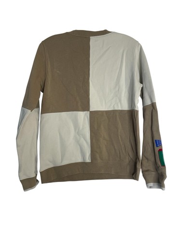 Nike Unisex XL Colorblock Spellout Swoosh Pull Over Sweatshirt Warm Soft Tan - Picture 2 of 3