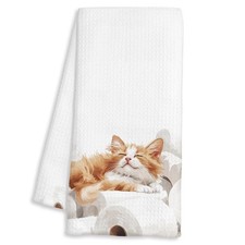 Funny Orange Cat Hand Towels Bathroom Restroom Decor 16x24 Inch Lover Mom Gift