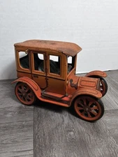 Vintage Modern Toys Red Model T Tin Lever Action Toy Car, 5.25", Japan Works