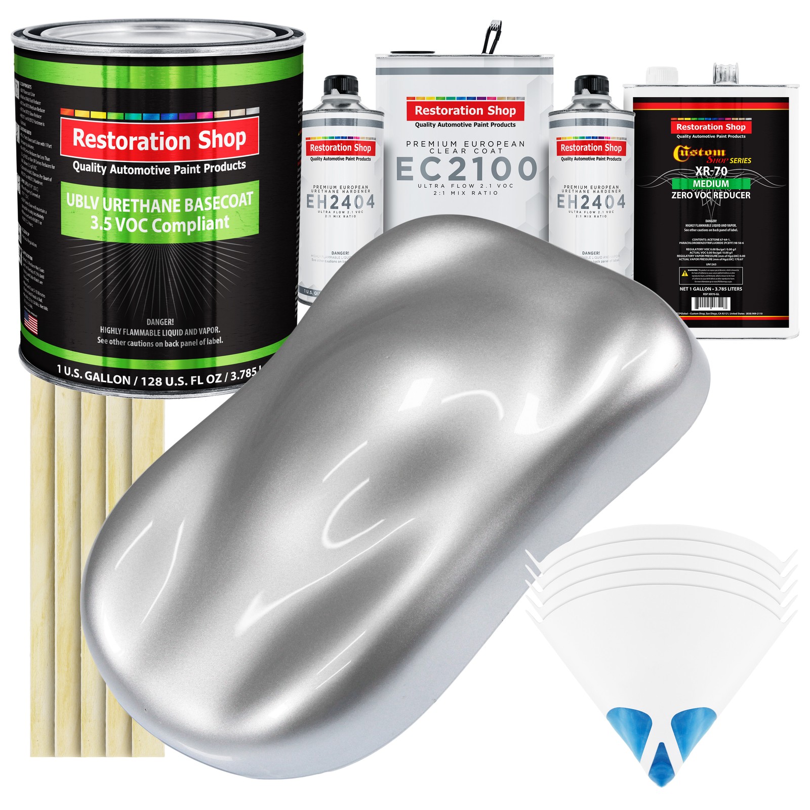 Iridium Silver Metallic Low VOC Urethane Paint Kit with Euro Clear Coat Gallon