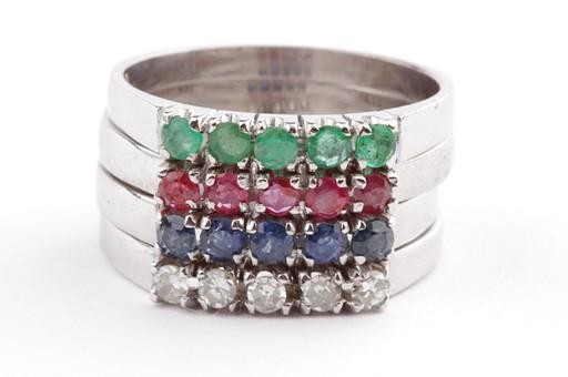 Stackable rings emerald sapphire ruby brilliant d… - image 3