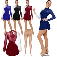 Womens Outfits Training Dress Shiny Dancewear Buckles Costume Bottom Roller