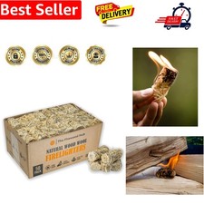50 - Wood Wool Firelighters for Safe, Clean, and Odorless Ignition of Wood an...