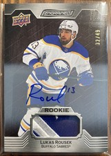2023-24 UD Engrained Memorabilia Auto Mahogany #146 Lukas Rousek RC 32/49