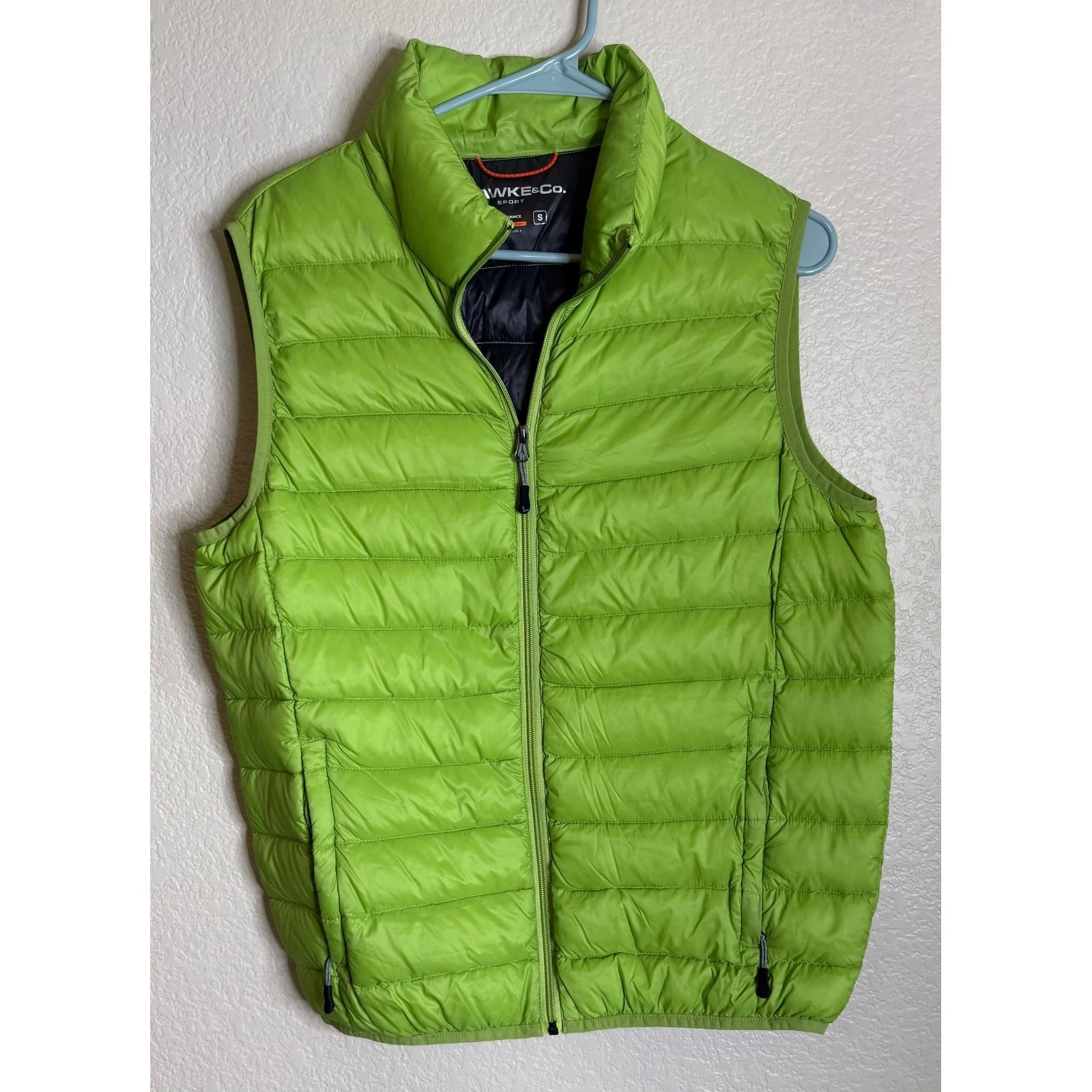 Hawke & Co Mens Small Puffer Vest Green Packable Down Performance Outdoor Hiking