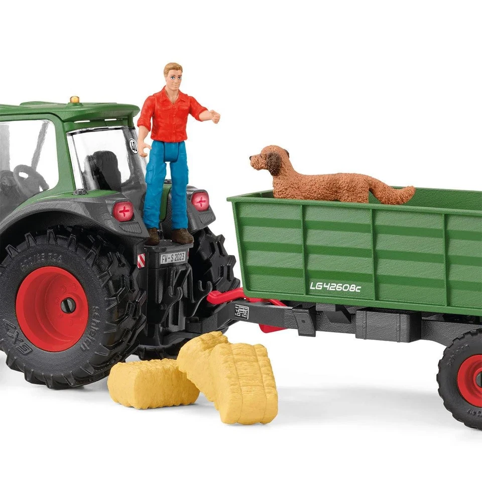 Tractor verde con cargador y remolque de volteo Farm World de Schleich 42608 Foto 3 de 4