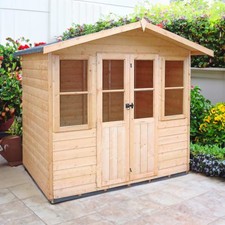 7x5 Shire Haddon Wooden Summer House Double Door Apex Dip Treated Garden Storage
