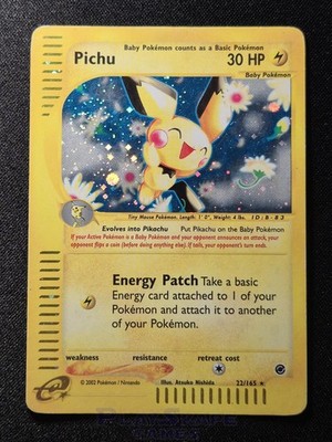 Pokemon Karte Pichu 22/165 Expedition HOLO SWIRL Base Set Rare Vintage MP 2002