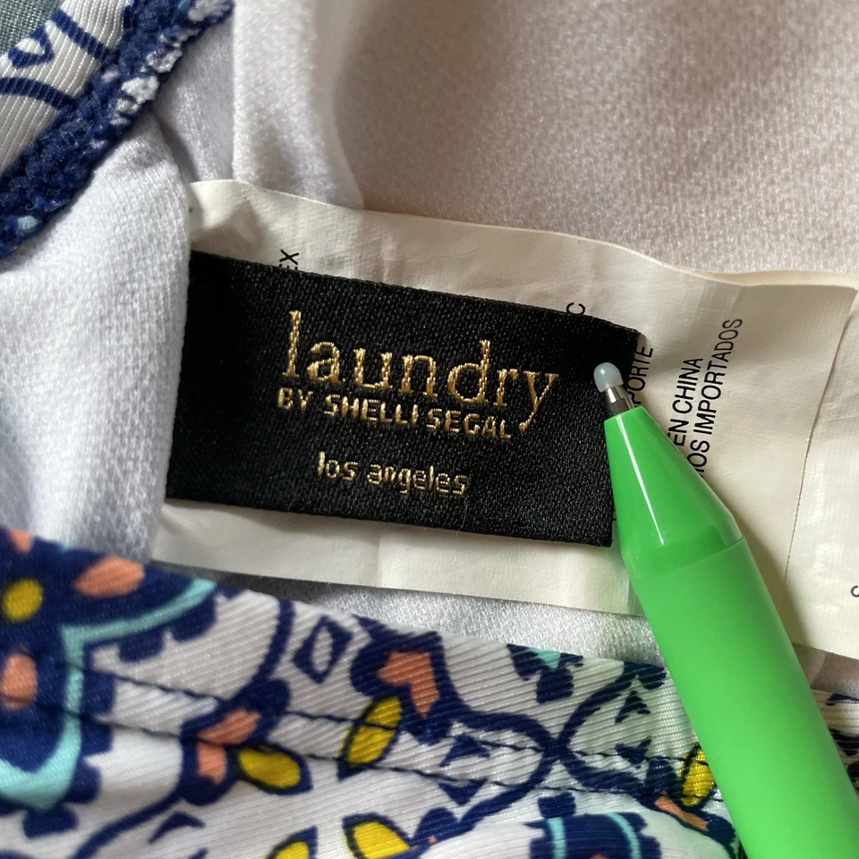 Laundry By Shelli Segal Swimsuit Women's Sz Small Blue Tile Print One Piece Boho - Image 4 of 4