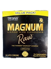 Trojan Magnum Raw Large Size Condoms 24 Count - Exp 04/28