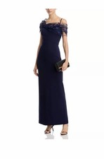 Eliza J Beaded Twist Overlay Gown