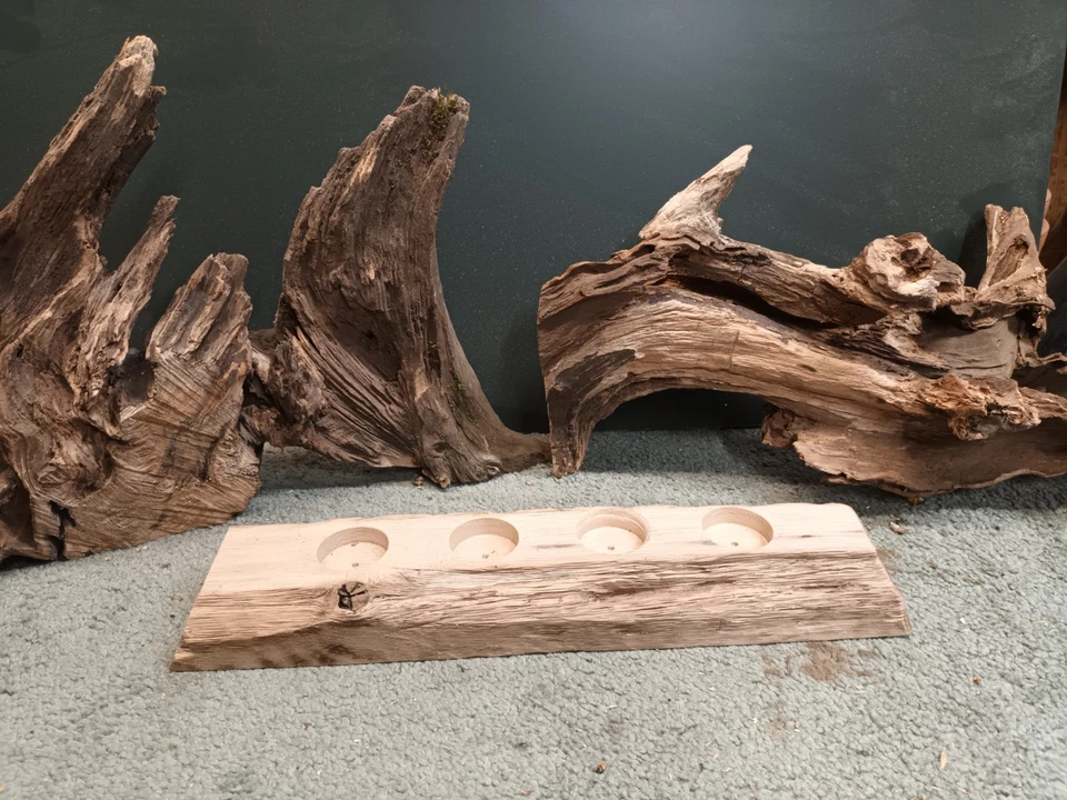 Teelichthalter Kerzenhalter Eiche rustikal, UNIKAT - Bild 3 von 4