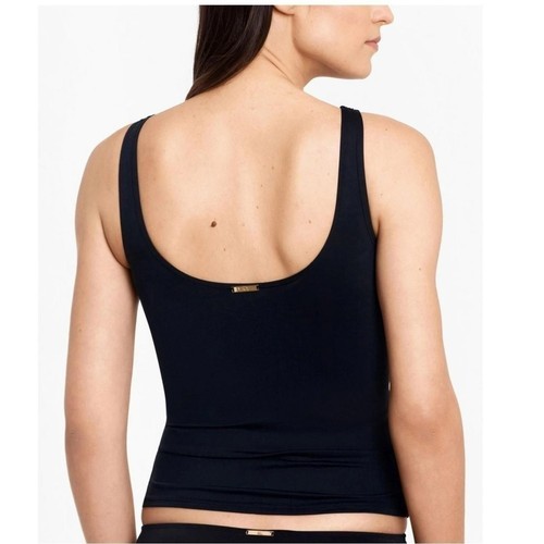 Tankini Ralph Lauren Beach Club sólidos con volantes con aros (negro) para nadar para mujer - Imagen 10 de 16