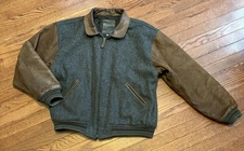 Golden Bear Vintage Leather Wool Size L Varsity Jacket Brown Gray USA Made