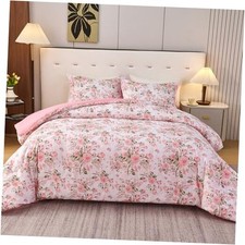 Pink Floral Comforter Set Queen Size- Vintage Full/Queen Pink Spring Flower