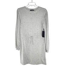 New Black Tape_ Size Medium Long Sleeve Cinch Waist Oatmeal Midi Sweater Dress