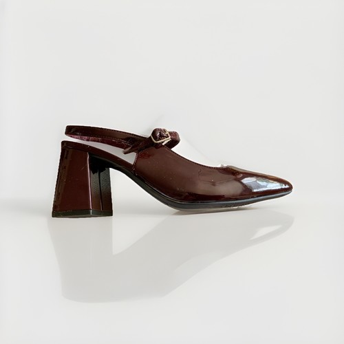 OLD NAVY PATENT STRAPPY SLING HEELS WINE 10 - Picture 2 of 8