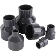 UPVC Reducing Straight Connector Water Pipe Reducer Coupling Adapter Dark Gray