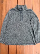 Eddie Bauer Men's Gray Knit 1/4 Zip Mock Neck Pullover Sweater L Long Sleeve