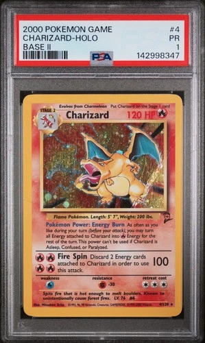 2000 POKEMON BASE SET 2 #4 CHARIZARD-HOLO PSA 1