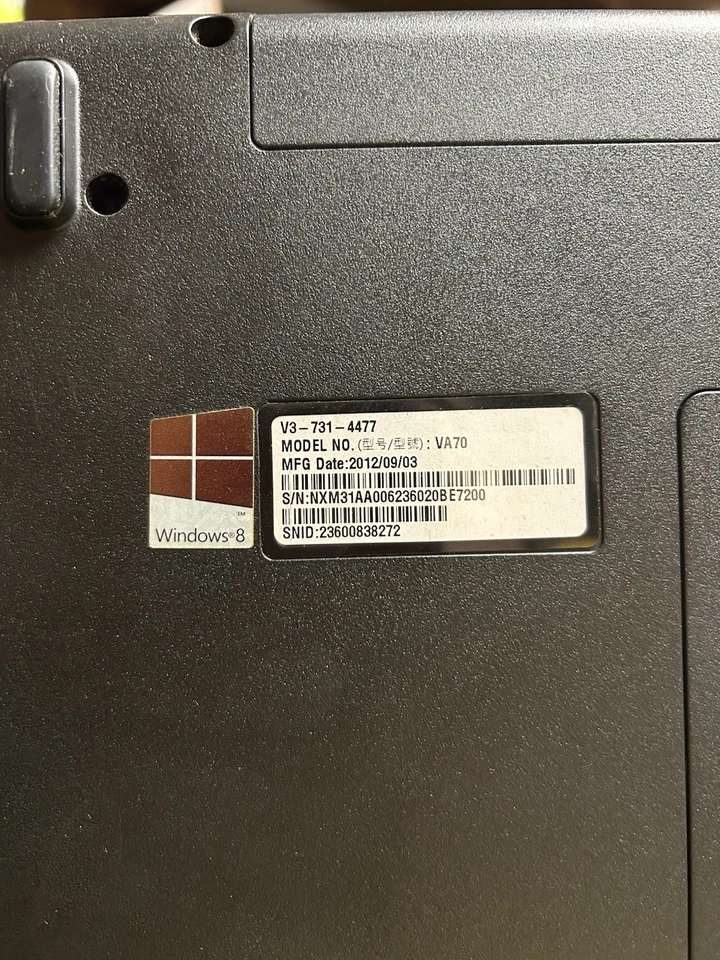 Computadora portátil Acer Aspire VA70 V3-731-4477 ¡Buen estado de funcionamiento! Foto 3 de 4