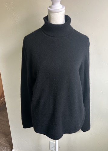 Maglione Vintage Charter Club 2 Strati 100% Cashmere Donna L NERO Peluche Morbido Girocollo - Foto 11 di 11