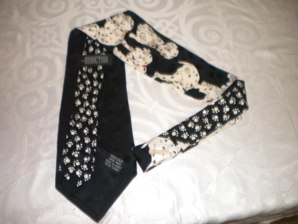 MEN'S 100% SILK NECKTIE BY ADDICTION HAND MADE IN HONG KONG DALMATIANS BOX*06 - Image 2 of 4