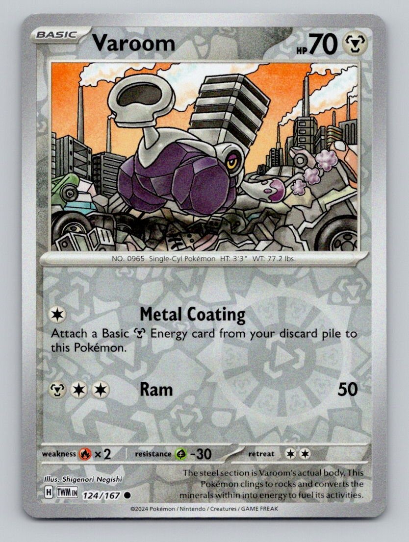 Varoom 124/167 Common Twilight Masquerade Pokemon Reverse Holo Near Mint