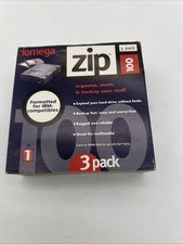 Iomega 3 Pack Zip 100 Disk Formatted for IBM Compatibles with Case 100MB